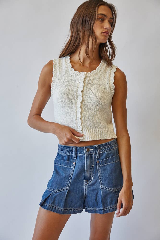 Snuggly Cotton Button Knit Vest