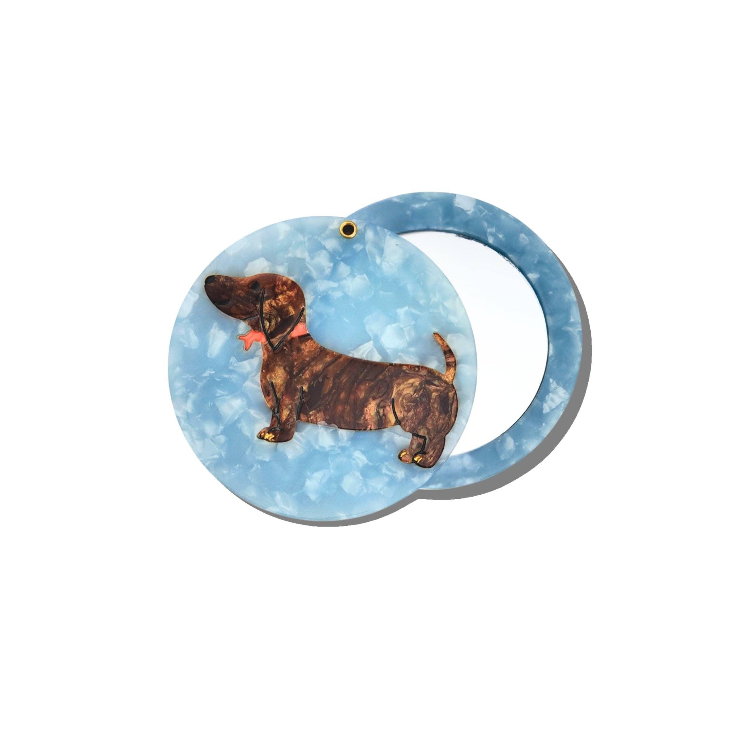 Hand-painted Dachshund Compact Mirror | Eco-Friendly