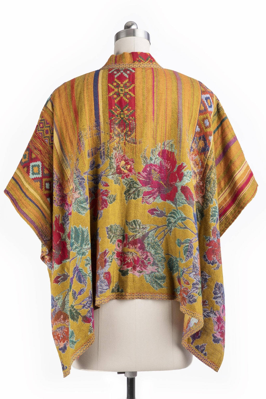 Thalia Floral Geometric Short Open Poncho