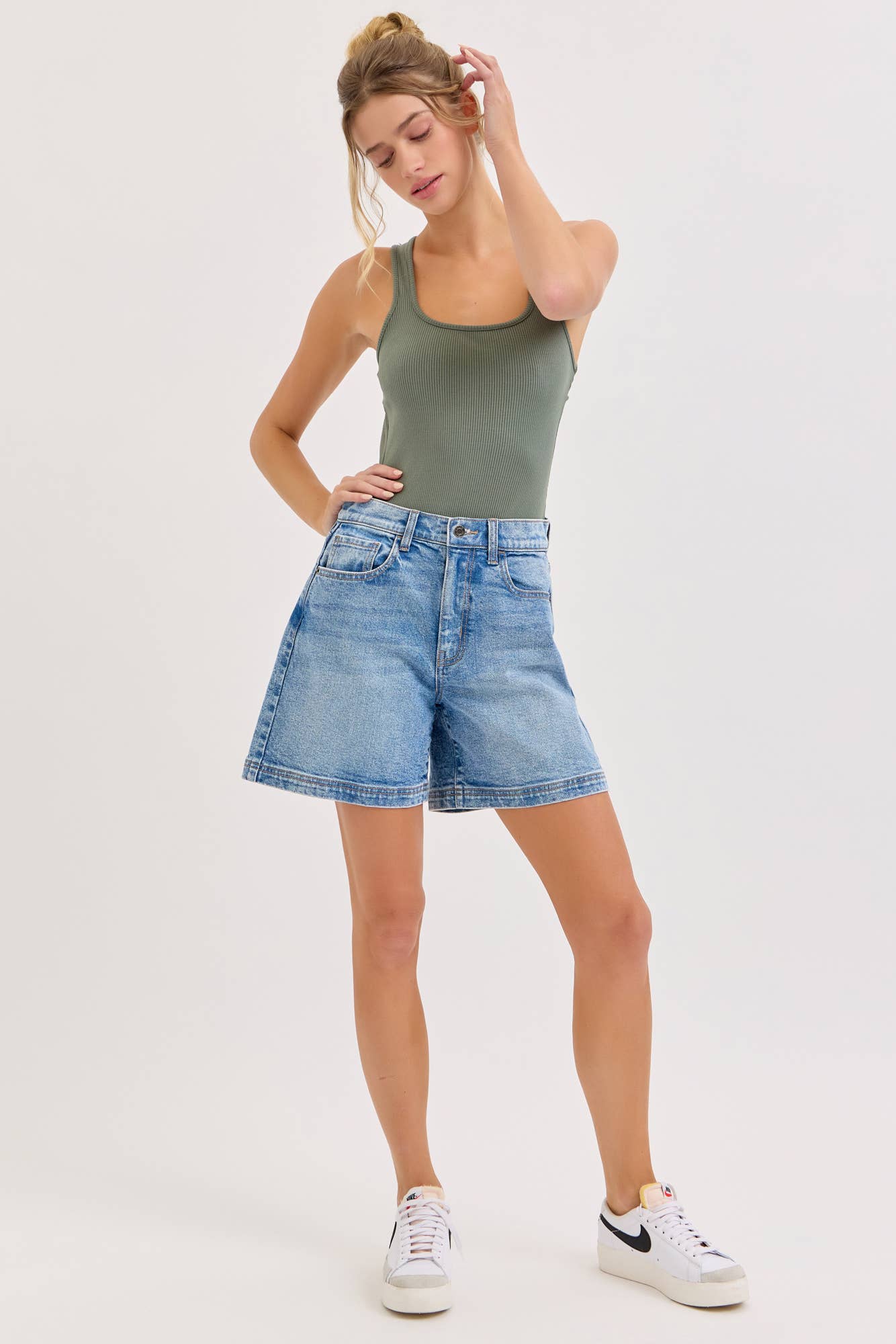 High Rise Midi Shorts with 6" Inseam