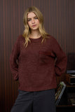 CREW NECK BUTTON DETAIL LONG SLEEVE KNIT TOP