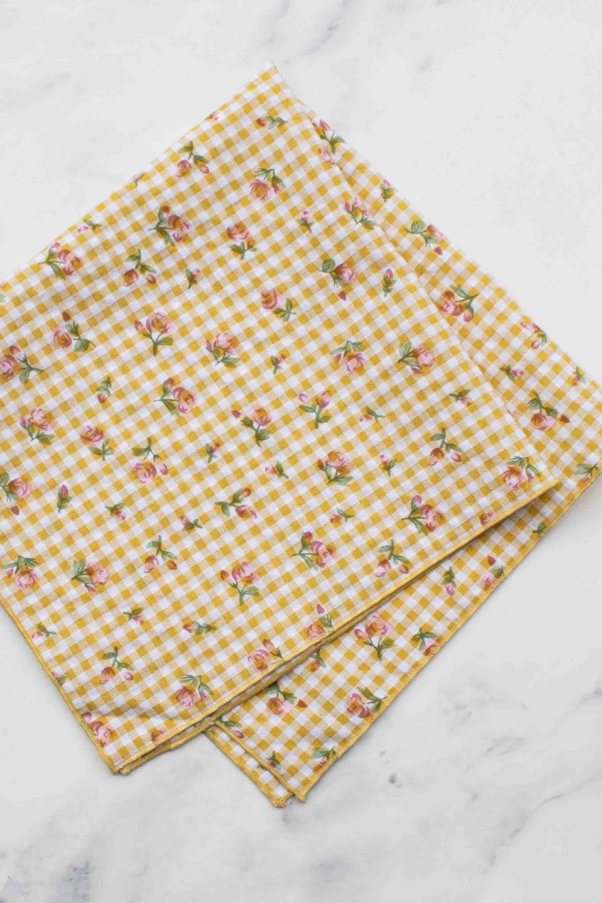 Floral Gingham Cotton Square Scarf
