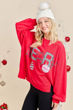 Merry With Ornament Patchwork Oversized Long Sleeve Top