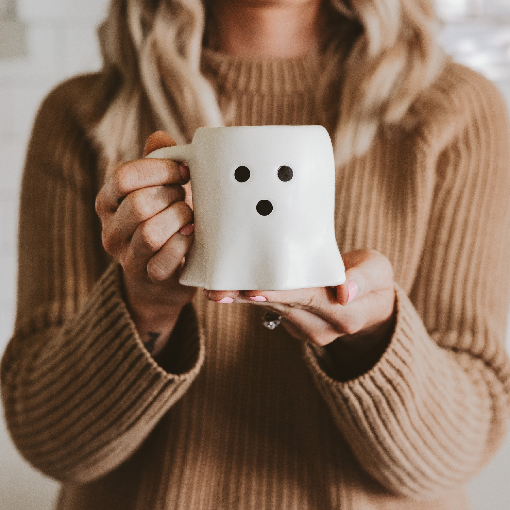 Cream Ghost Coffee Mug - Halloween & Fall Decor
