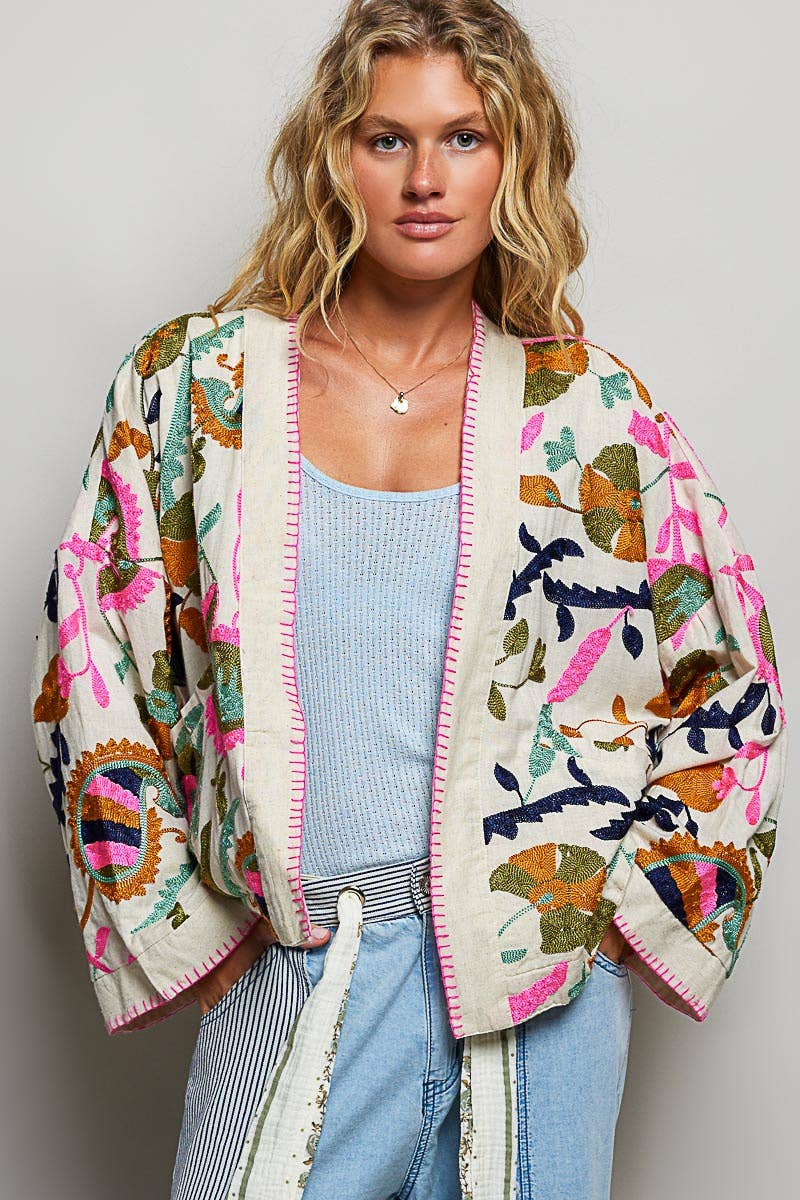 Faira Embroidered Kimono