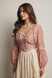 Renee Lace Up Blouse