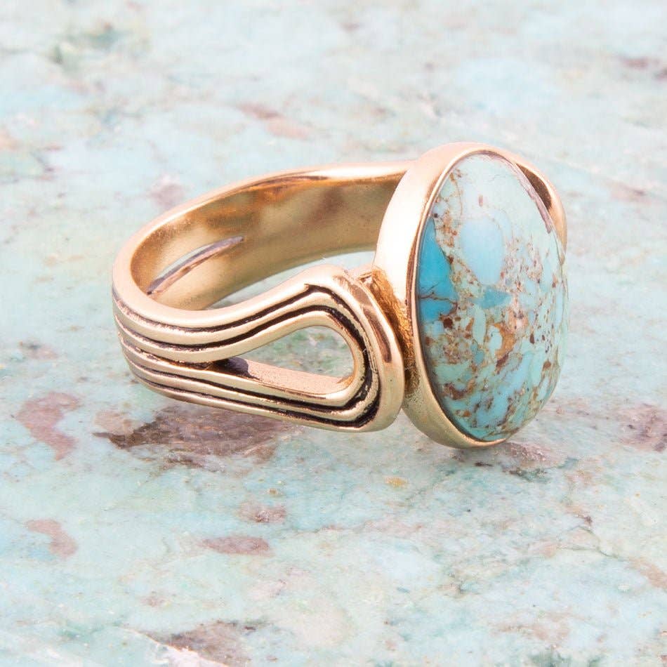 Nova Turquoise and Bronze  Oval Ring