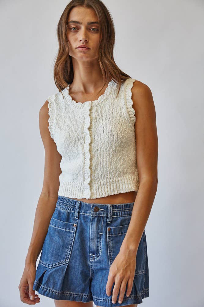 Snuggly Cotton Button Knit Vest