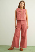 P6363ST   GINGHAM PRINTED STRETCH PANTS