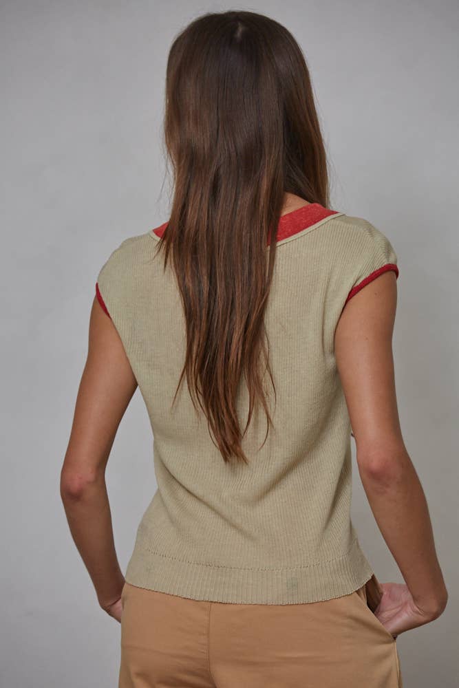 Tencel Linen Collar Neck Top