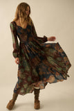 Floral-Print Smocked Sweetheart Maxi Peasant Dress