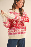 FLORAL KNIT ROUND NECK SWEATER