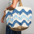 Beach Letter Woven Braided Tote Bag
