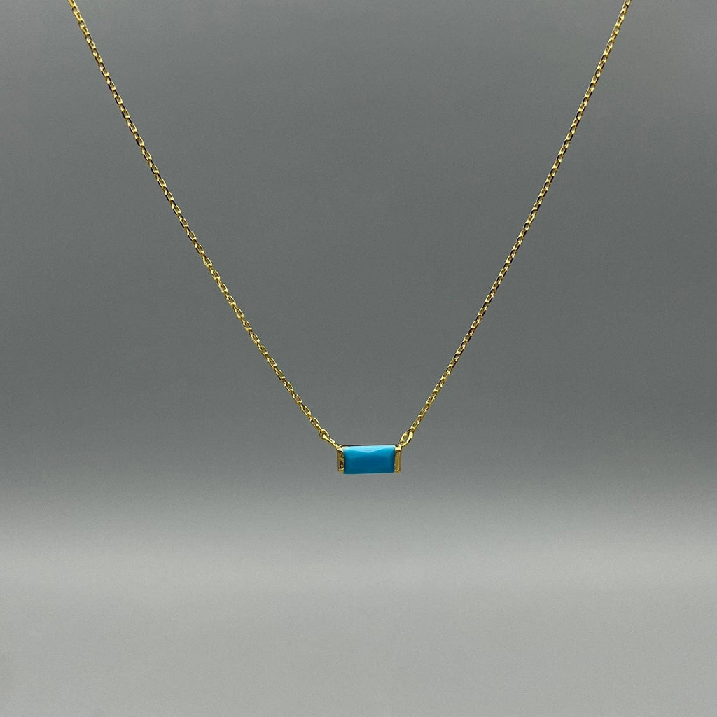 Gold Baguette Birthstone Necklace