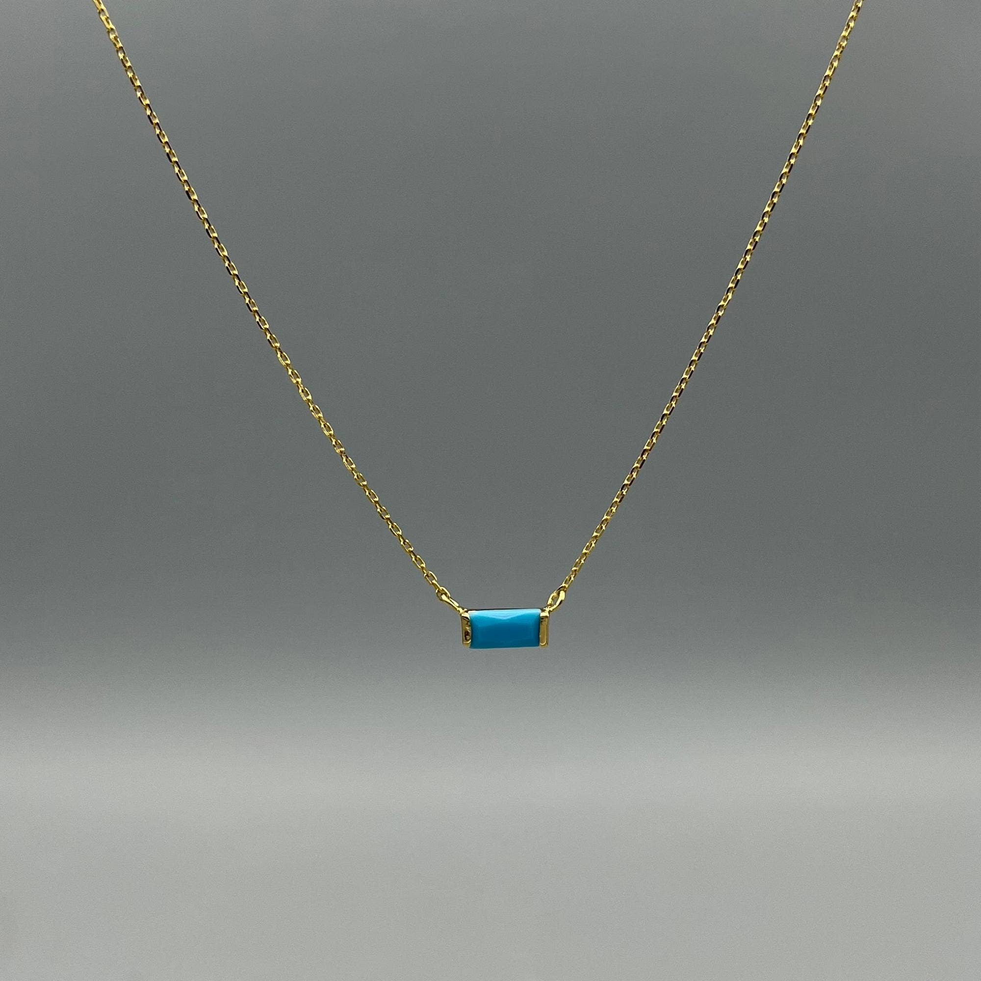 Gold Baguette Birthstone Necklace