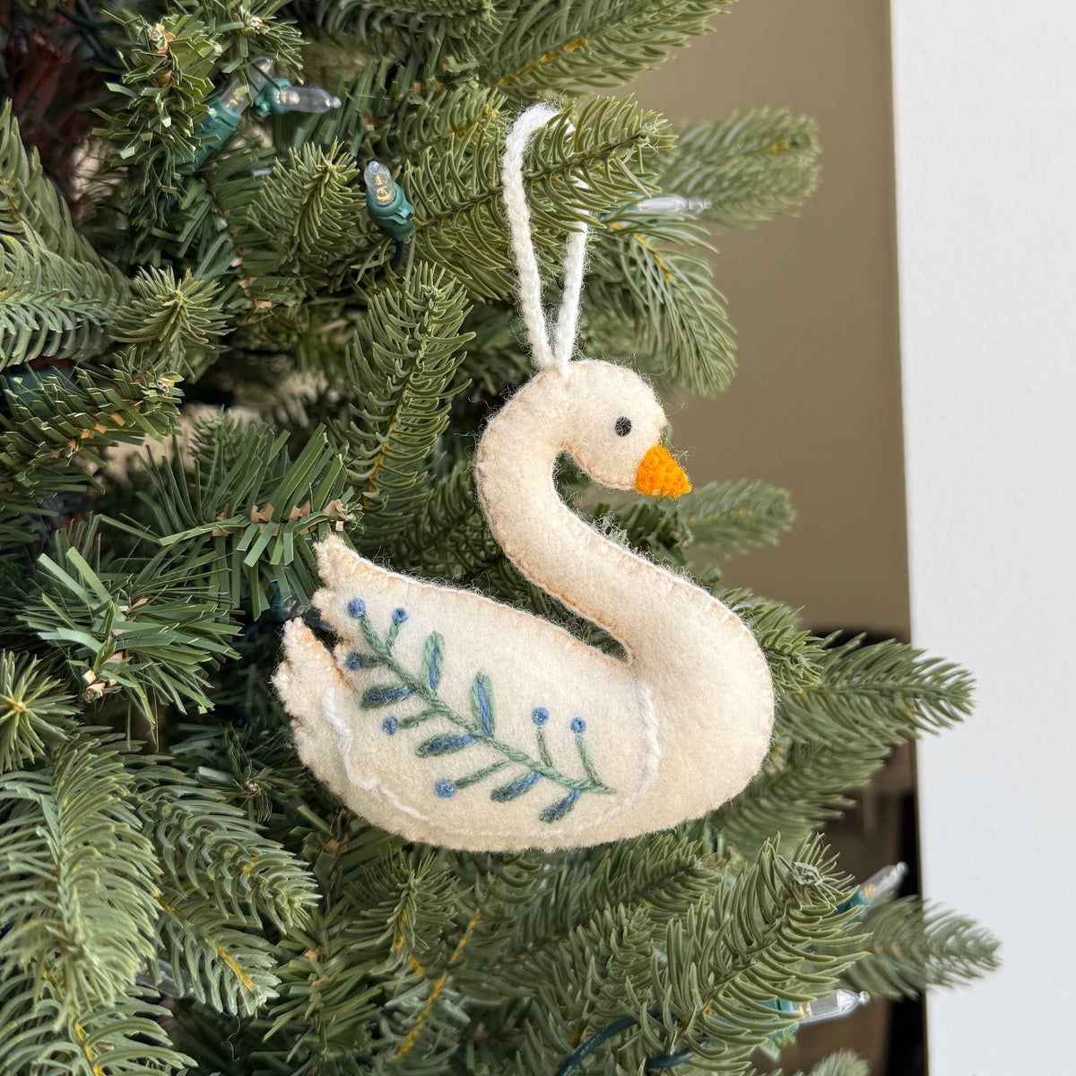 Swan Wool Christmas Ornament
