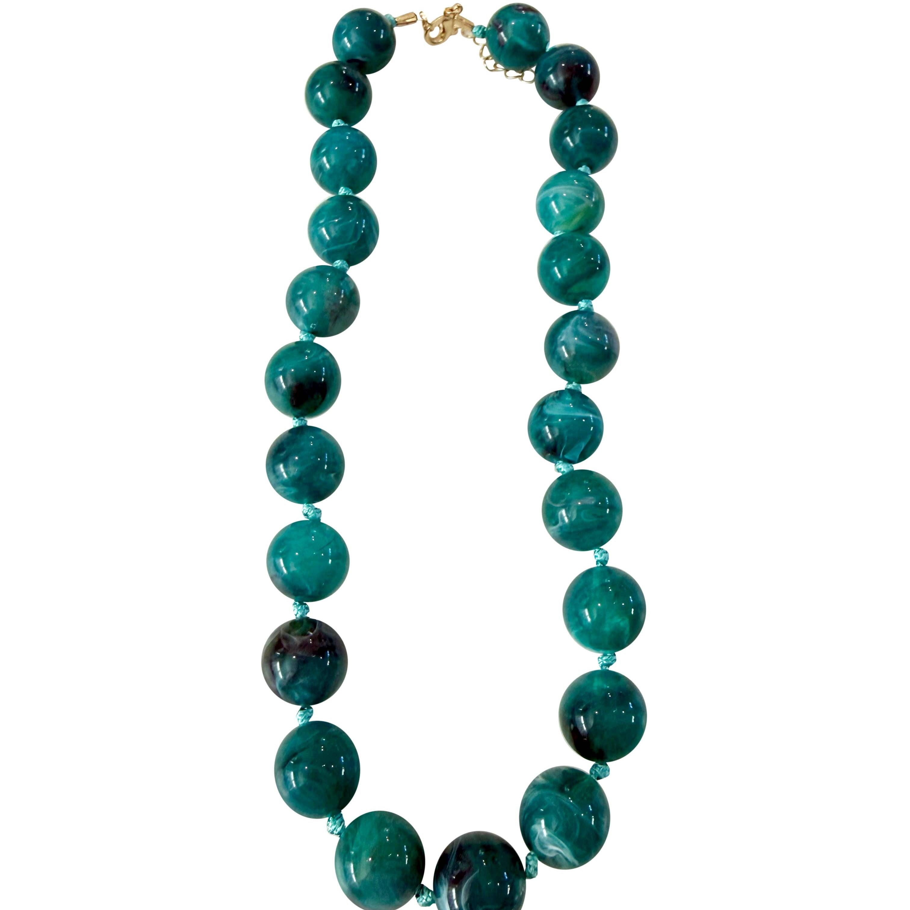Mabry Chunky Beaded Necklace- Teal