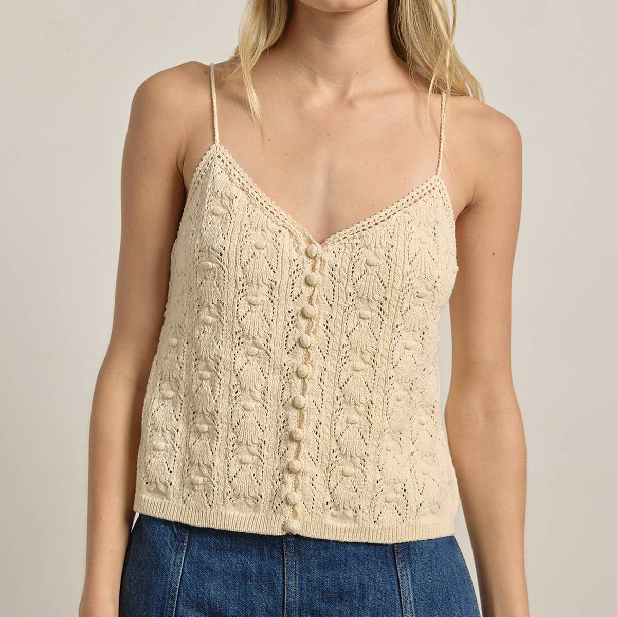 Knit Button Front Cami Top