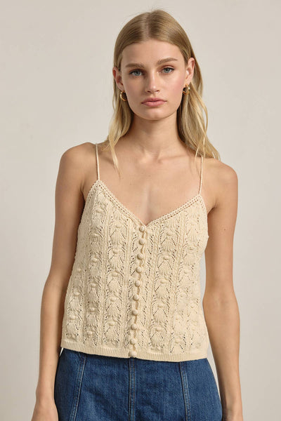 Knit Button Front Cami Top