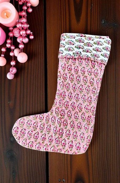 Holly Pink Floral Stocking