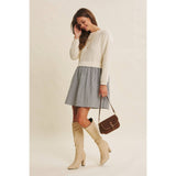 EASY COFFEE DATE BACK RIBBON TWOFER MINI SWEATER DRESS