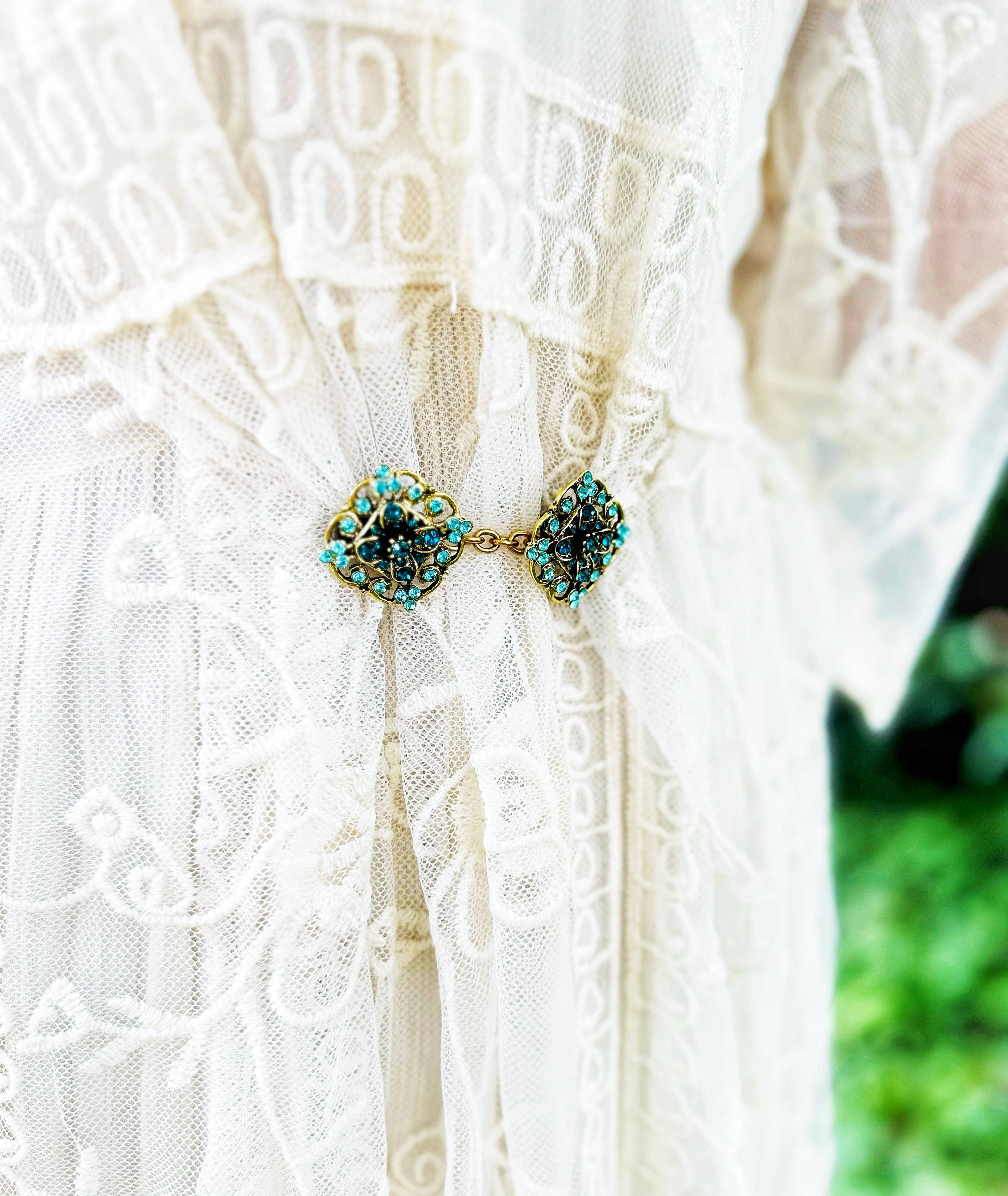 Blue & Gold Cinch Clip, Gilded Sweater Clasp KardiKlip