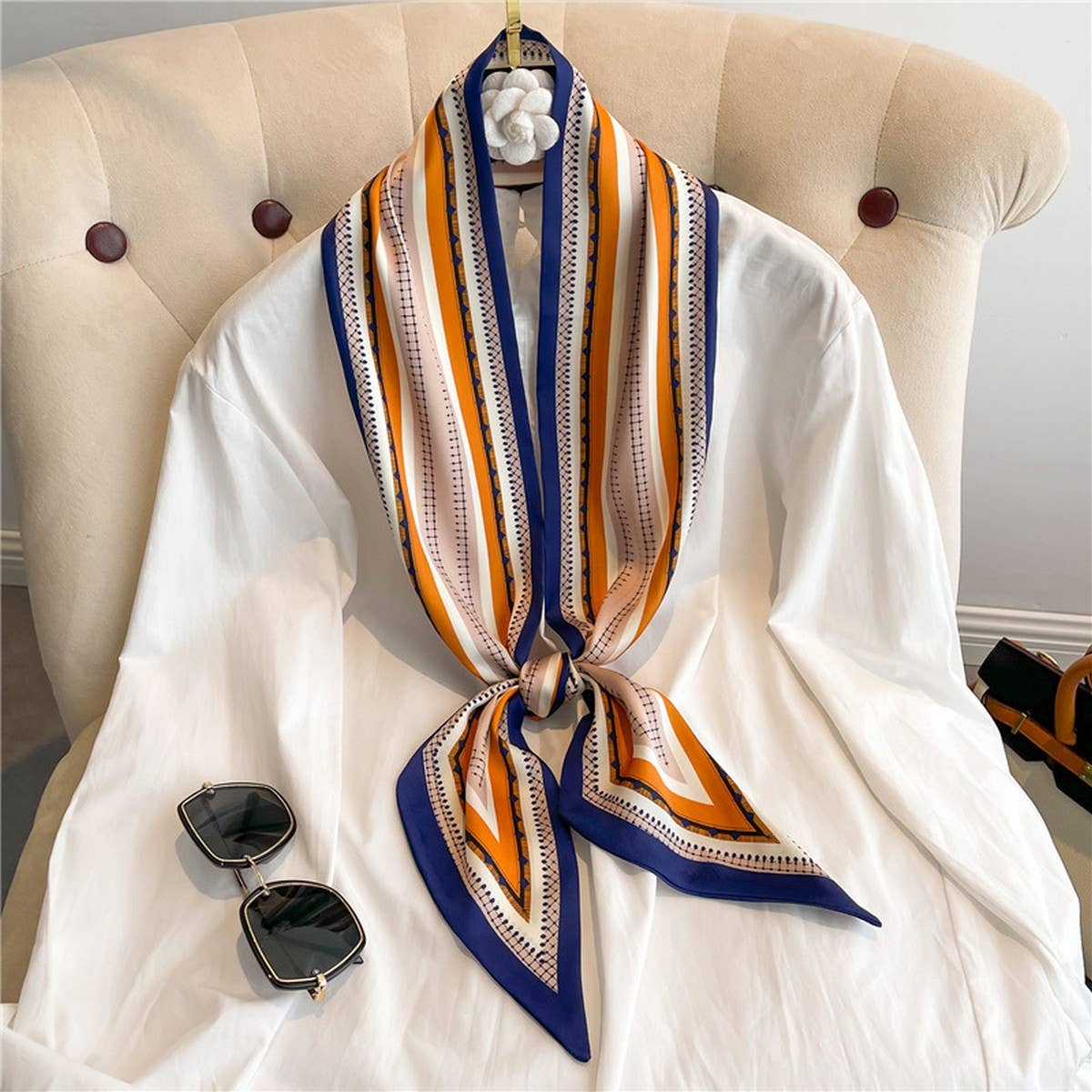 Skinny Silk Scarf for Hair, Neck or Bag Wrap_CWASC1512🎗️