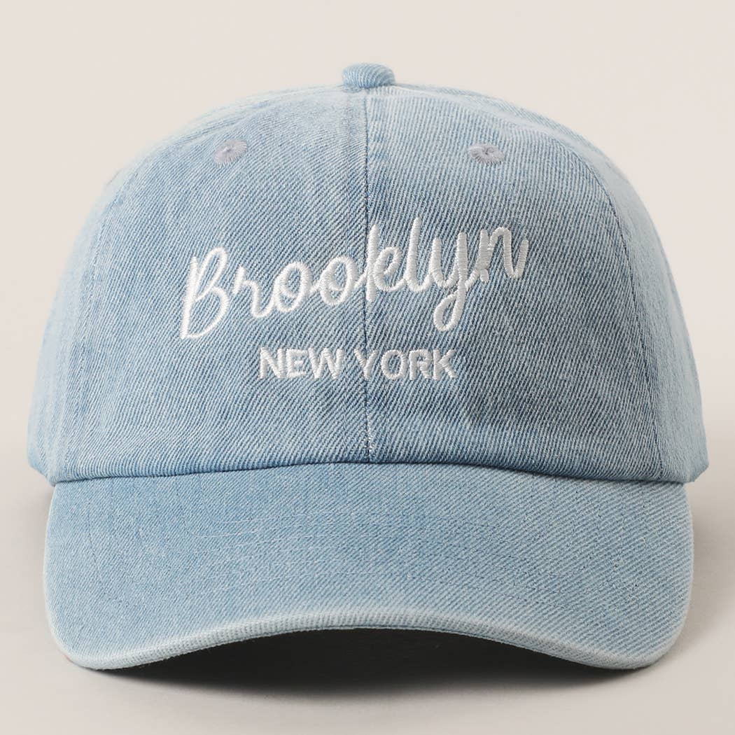 Custom Denim Embroidered Hat – Your City & State Design