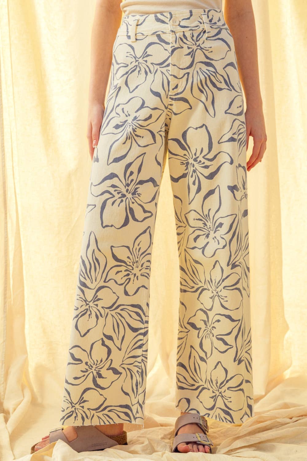 FLORAL PRINT STRETCH PANTS