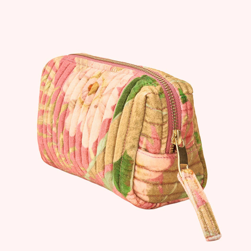 Small Quilted Vanity Bag - Delicate Tropical, Candy