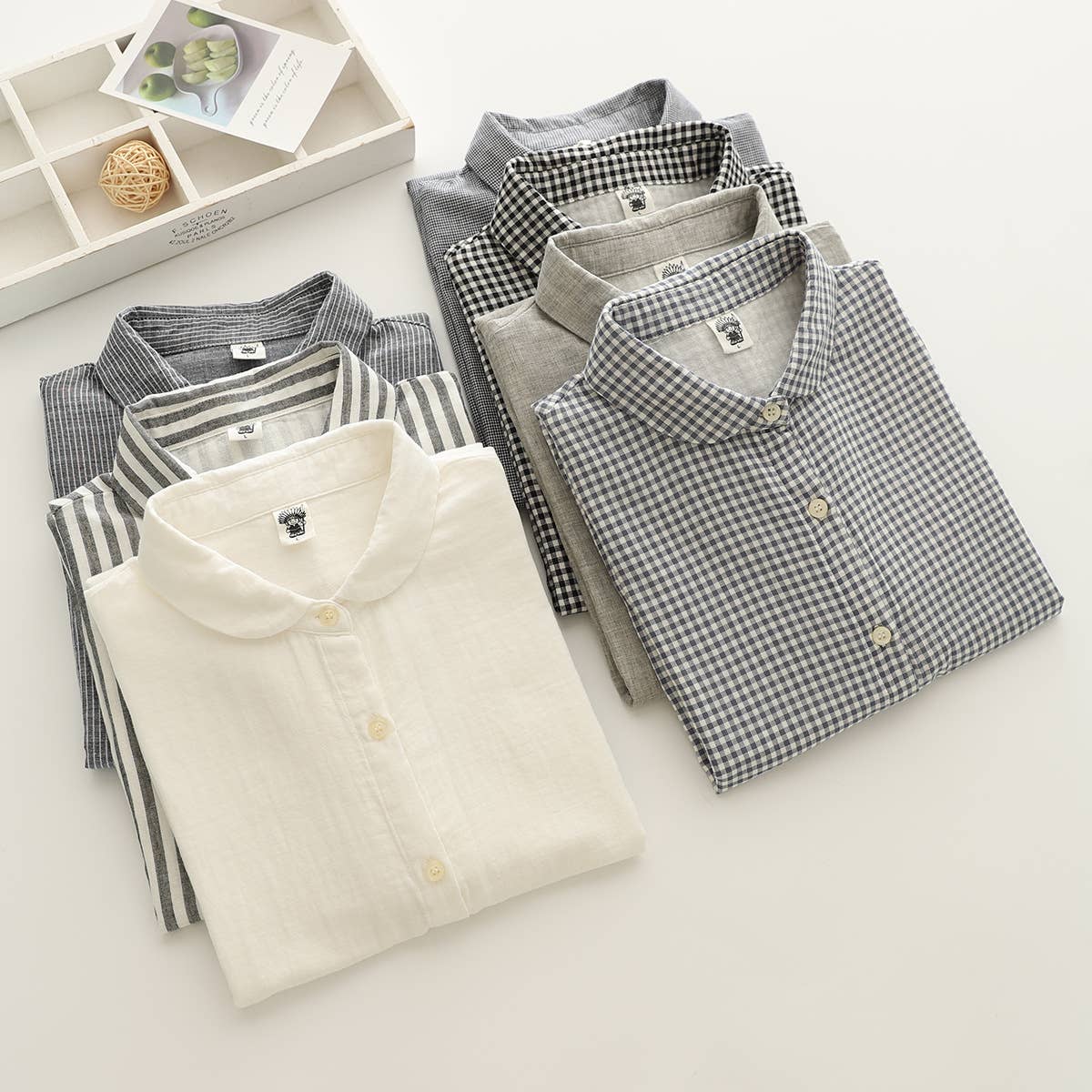 Gingham Soft Muslin Cotton Button-Down cap sleeve blouse