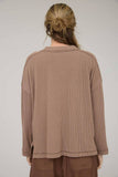 CREW NECK RIBBED LONG SLEEVE KNIT TOP (PRE-ORDER)