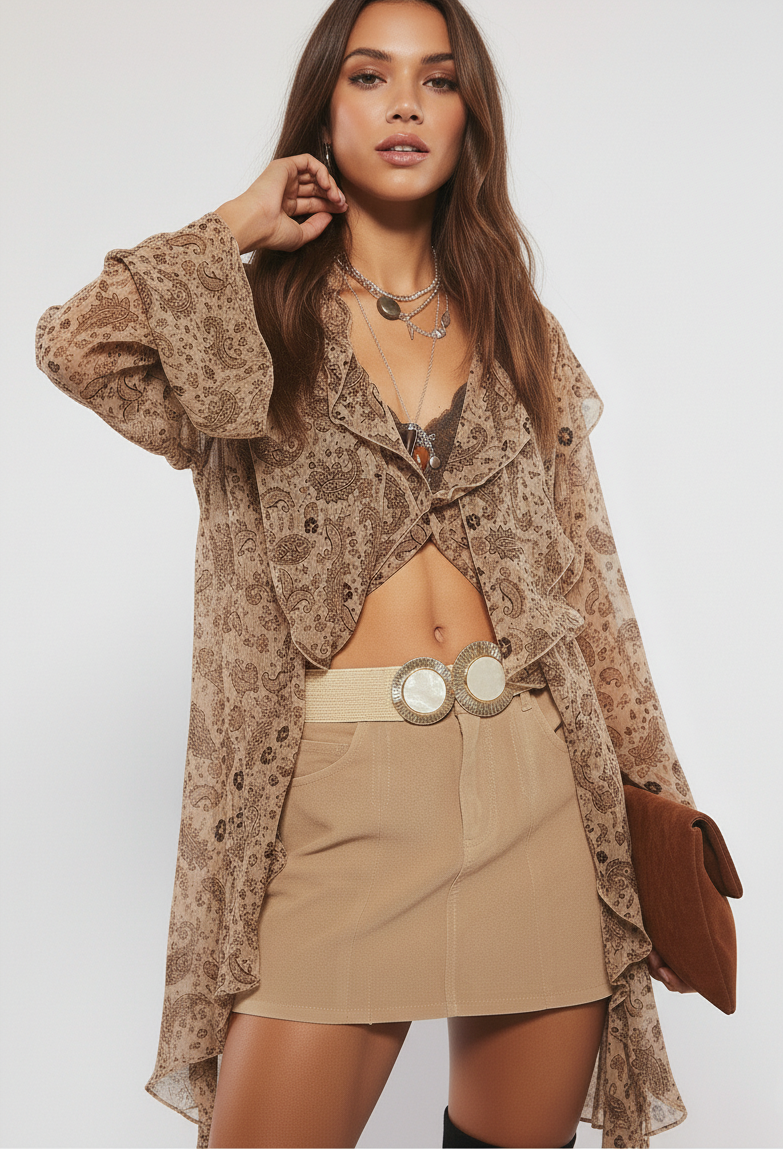Raffia Stretch Belt with Pearl Buckle｜SS'26 Waist Cincher