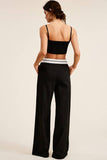 Minimalistic Contrast Waistband Pleated Trouser Pants