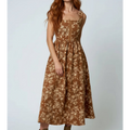 Autumn Rustic Bloom Jacquard Midi Dress
