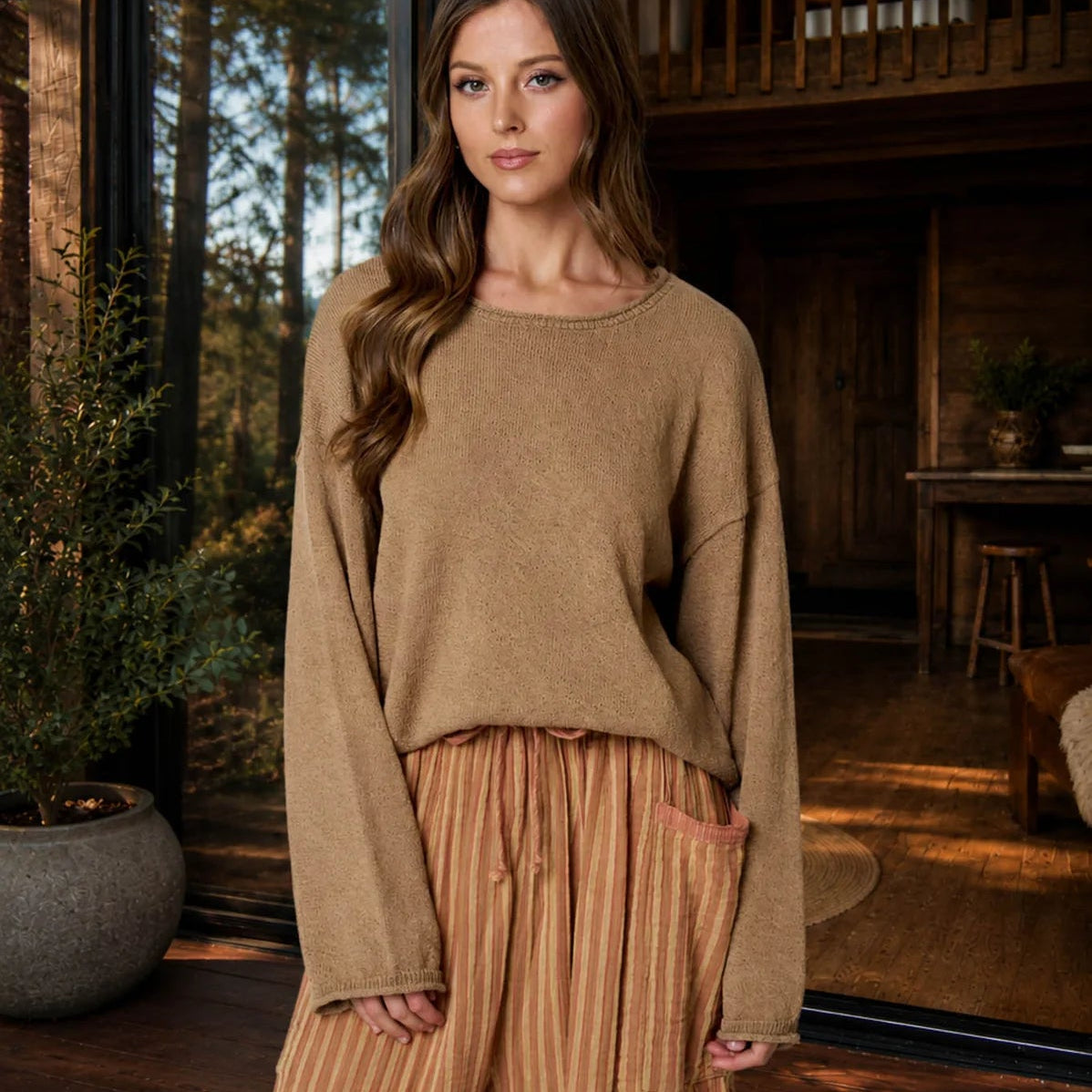 Andrea Long Sleeve Knit Sweater - 2 COLORS
