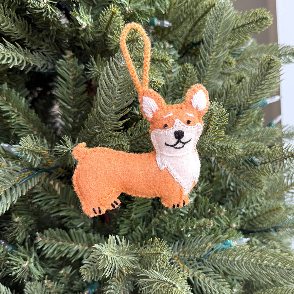Corgi Wool Christmas Ornament 