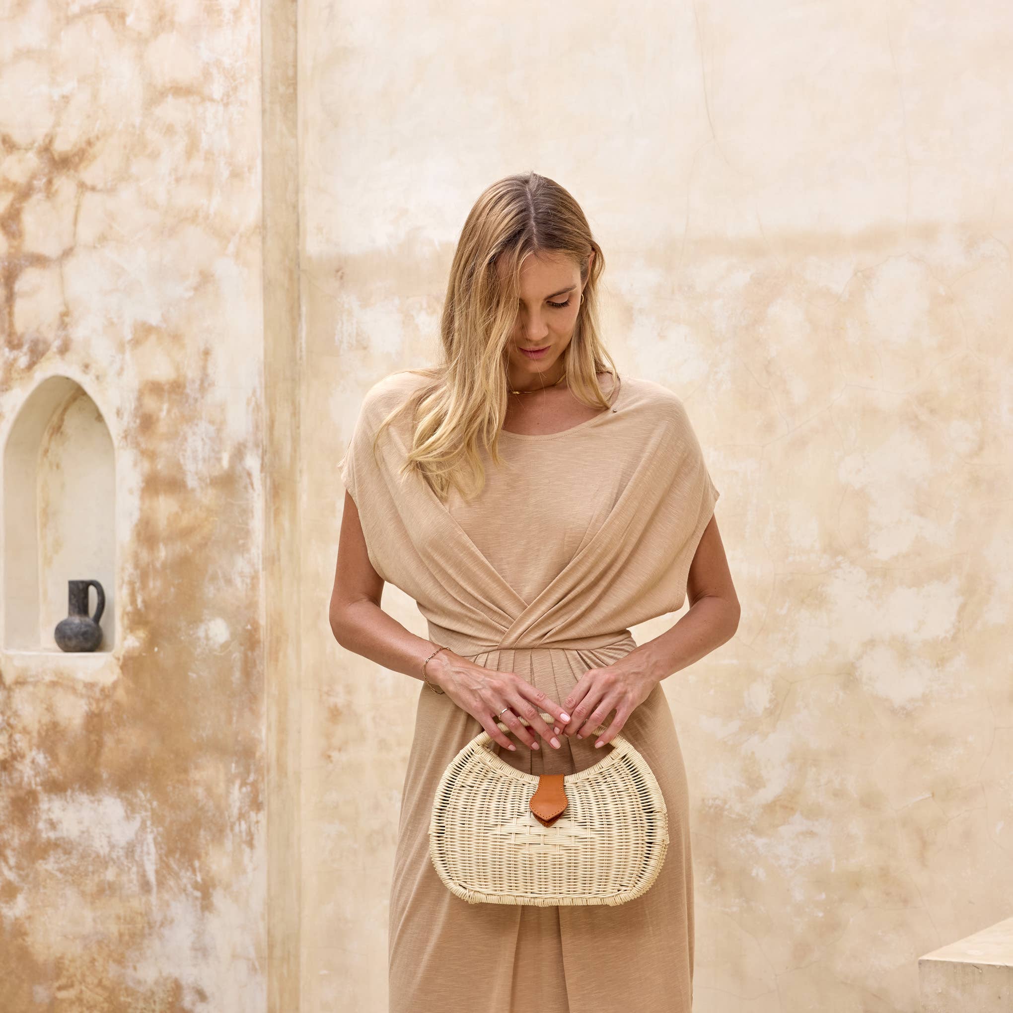 Rattan Ivory Eclipse Summer Resort Handbag