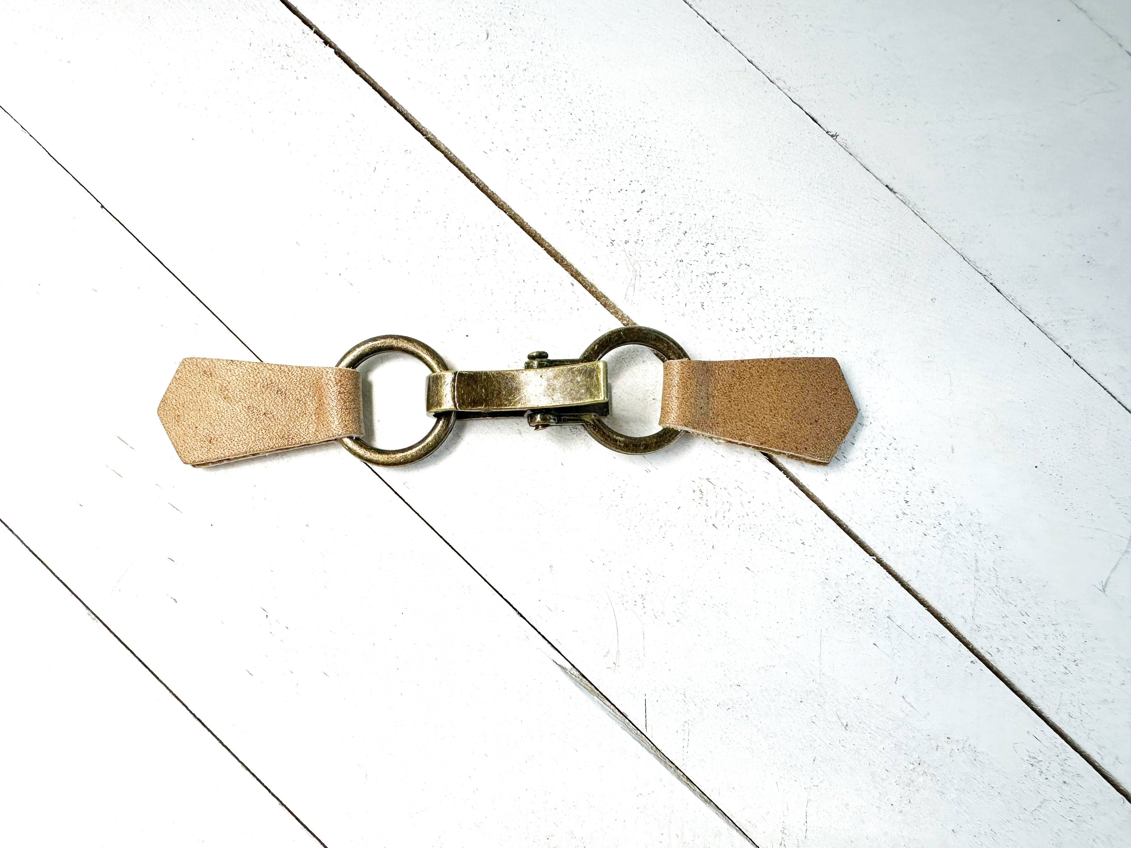 Bronze Buckle & Stone Brown Leather Cinch Clip for Clothes
