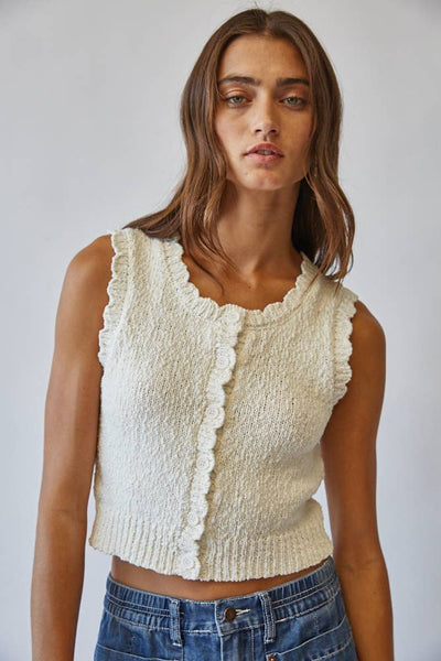 Snuggly Cotton Button Knit Vest