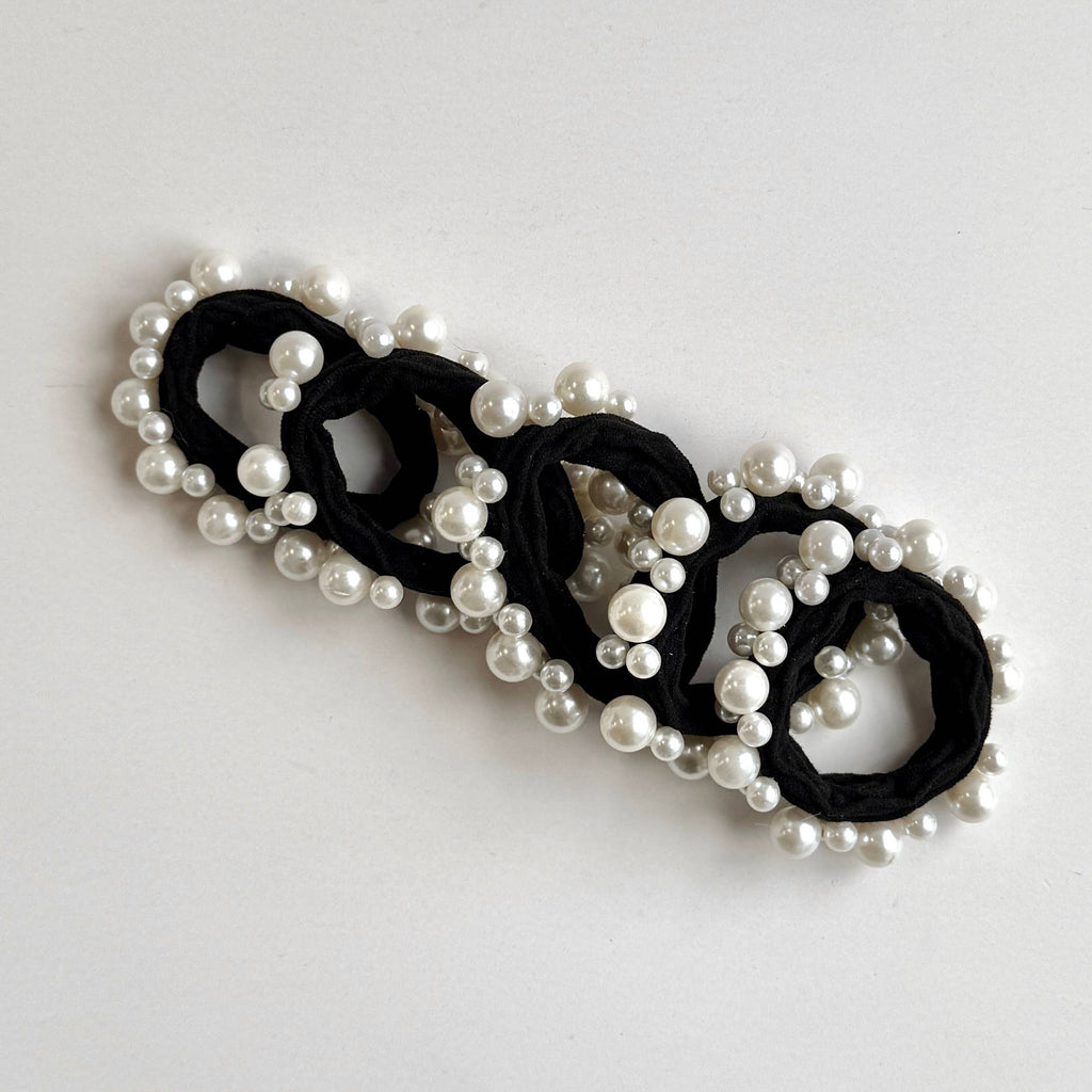 Textured Seamless Pearl Hair Ties (Set of 5)
