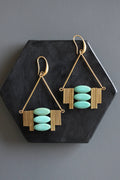 Turquoise and brass Artdeco  earrings