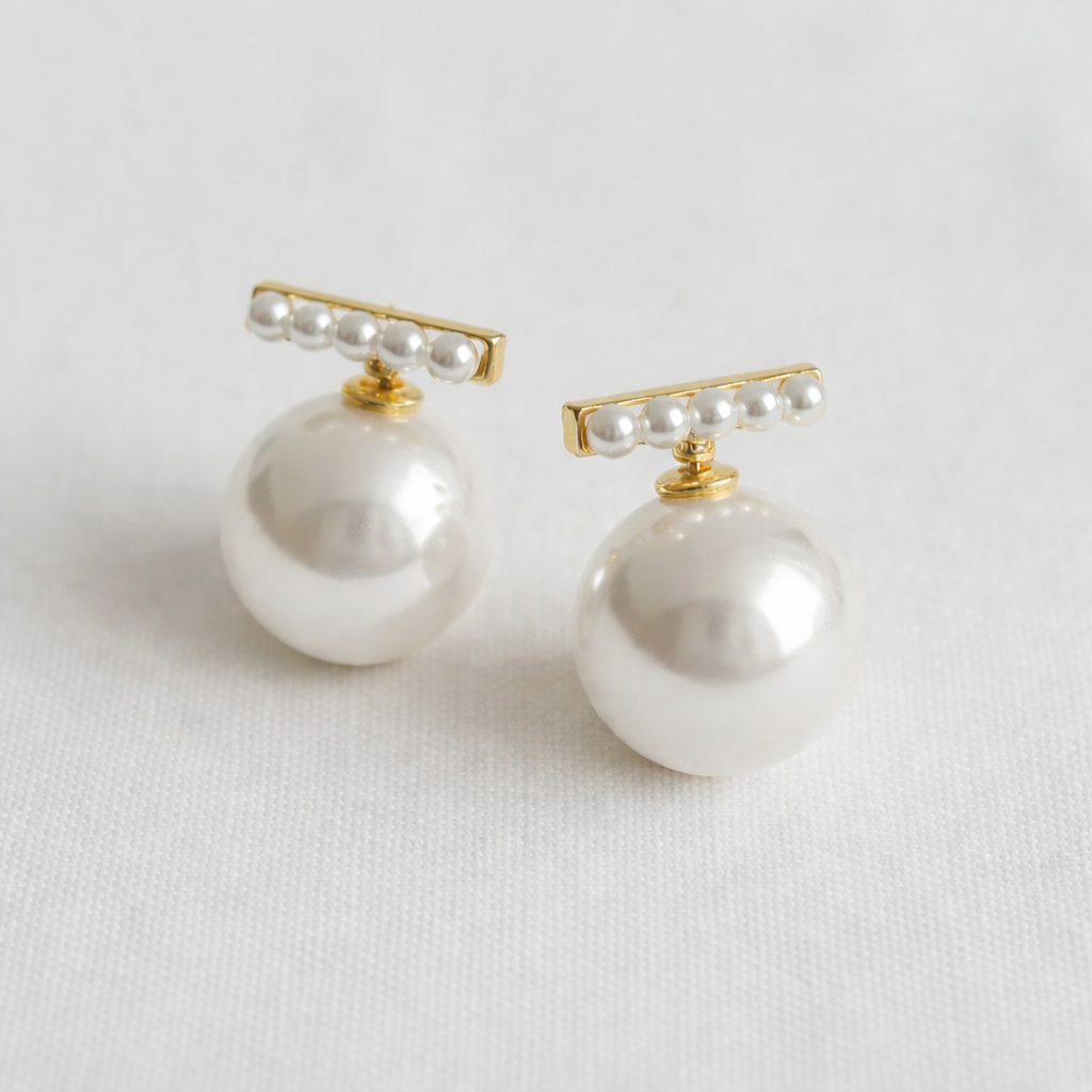 Geometric Pearl-Inspired Drop Earrings