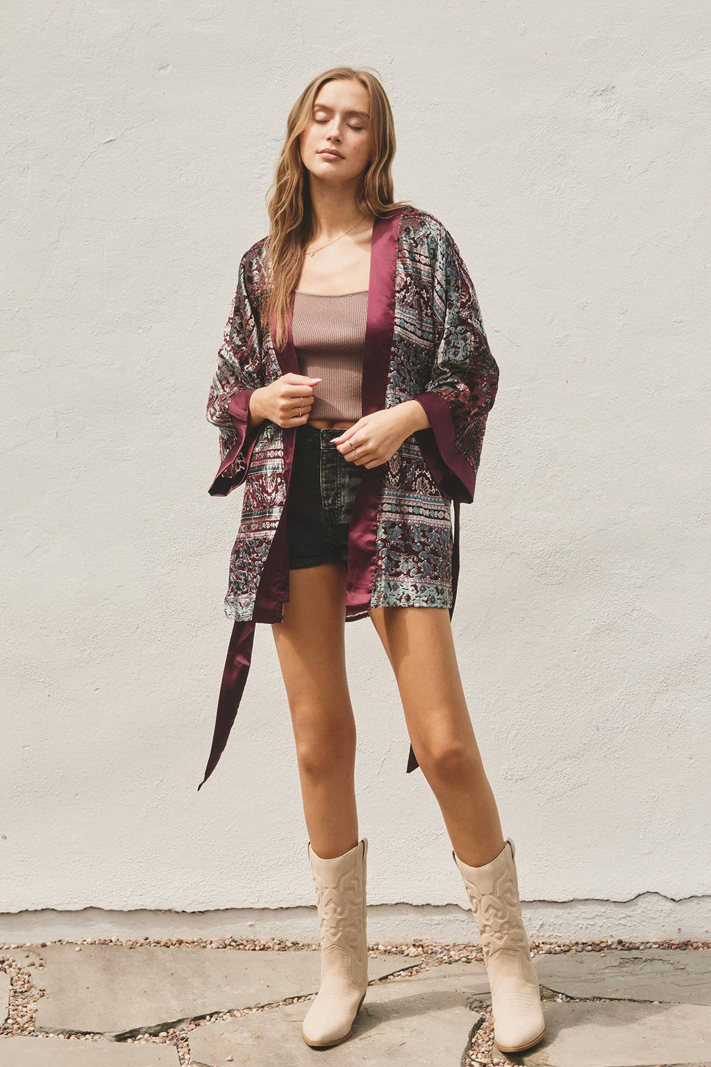 Marabel Velvet Burnout Kimono