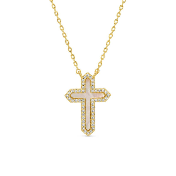 Feel The Faith, Shell Pave Cross Necklace
