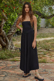 Knit Polyester Spandex Tube Strapless Flare Jumpsuit