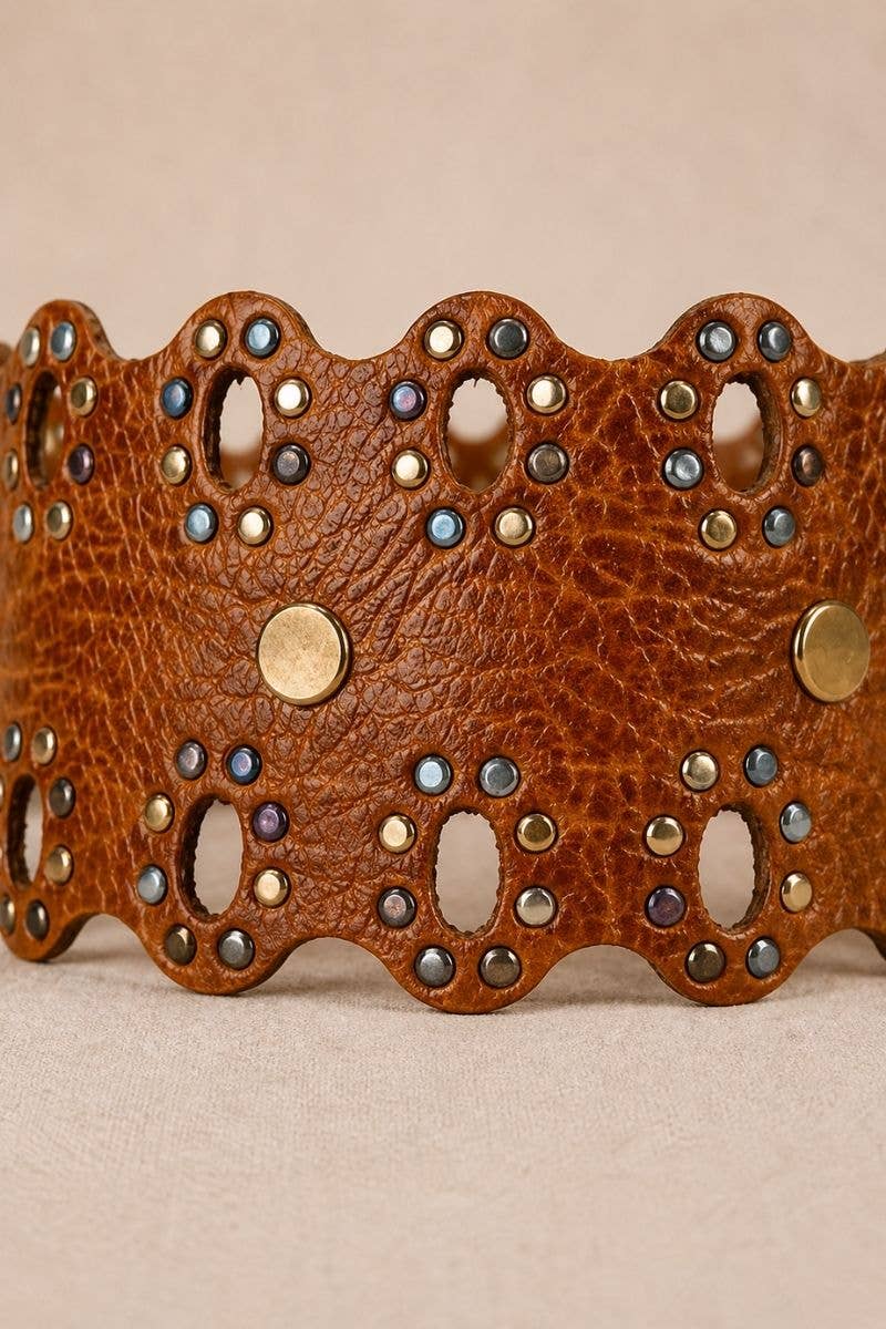 Draco light brown leather sash belt