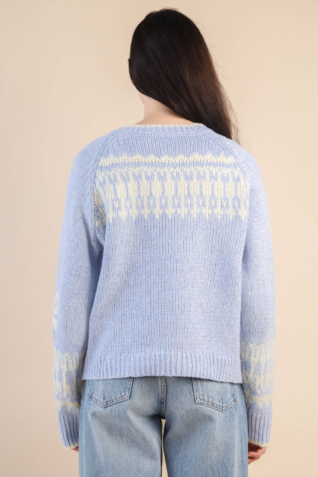 12W3463N-Oversized Graphic Casual Knit Sweater Cardigan