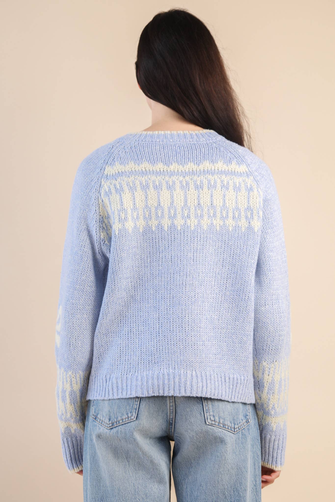 12W3463N-Oversized Graphic Casual Knit Sweater Cardigan