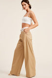 Minimalistic Contrast Waistband Pleated Trouser Pants